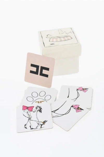 Elisabetta Franchi Memory Playing Cards With Logo Print In Neutral