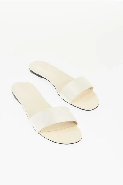 The Row Satin Combo Slides With Cuir Sole In White