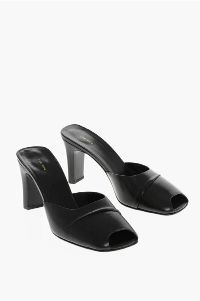 The Row Open Toe Milla Leather Mules 8cm In Black