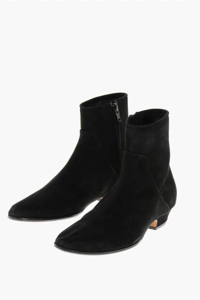 The Row Suede Awar Flat Booties In Black