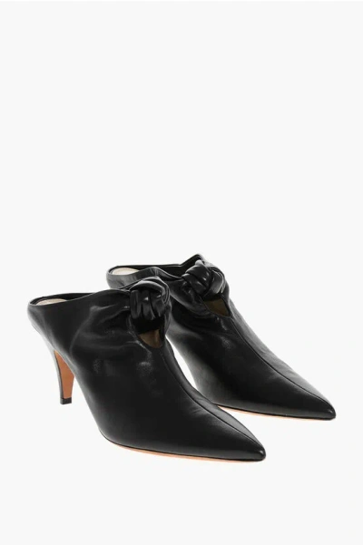 Khaite Leather Rowan Mules With Front Knot 7cm In Black