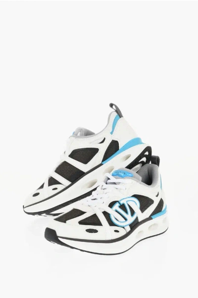 Valentino Garavani Two-tone Leather V-logo Low-top Sneakers In Multi
