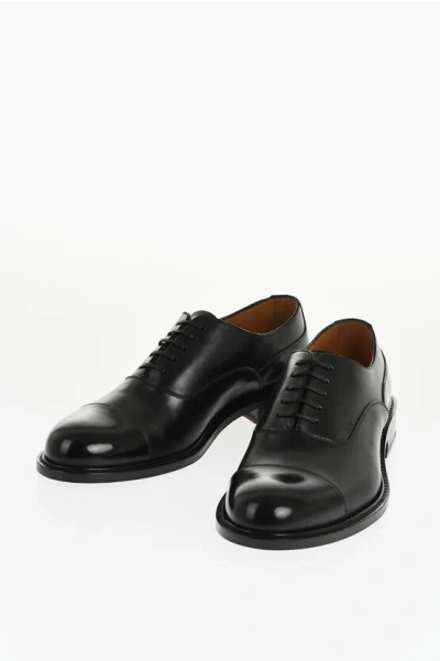 Dior Brushed Leather Embassy Derby Shoes With Cuir Sole In Black