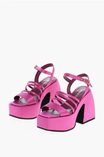 Nodaleto Satin Chibi Platform Sandals With Chunky Heel 12cm In Purple