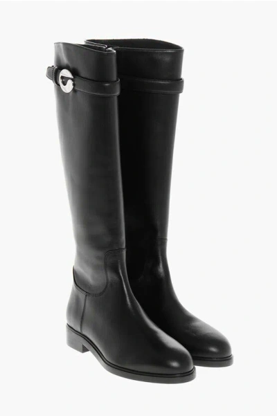 Coperni Leather Cavalier Boots With Strap In Black