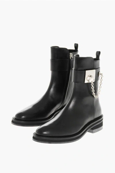 Sartore Leather Parma Booties With Chain Detail In Black