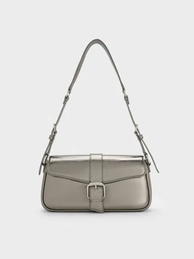 Charles & Keith - Blaise Belted Shoulder Bag In Gray