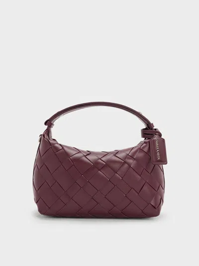 Charles & Keith - Ivette Woven Shoulder Bag In Red