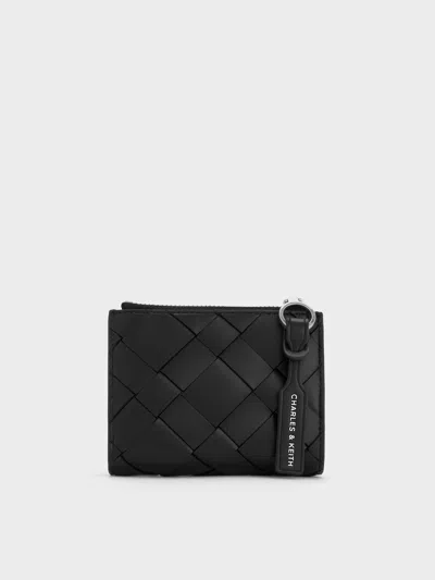 Charles & Keith - Ivette Woven Top-zip Small Wallet In Black