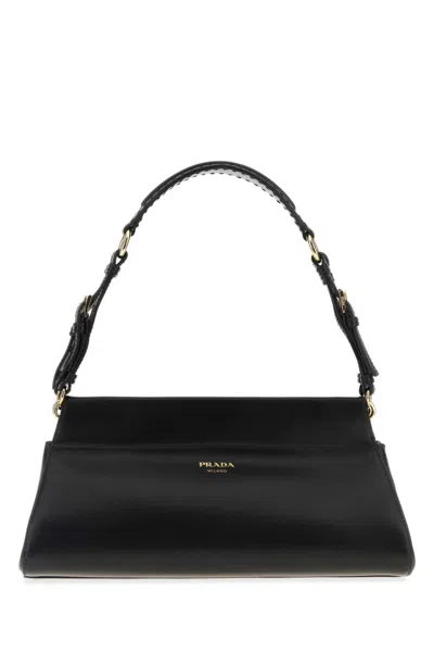 Prada Chic Top Handle Shoulder Bag With Gold Hardware In Black
