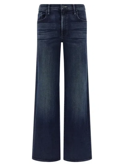 Mother The Mid Rise Mavin Sneak Blue Jeans With Belt Loops And Logo Embroidery On The Rear In Denim Woman