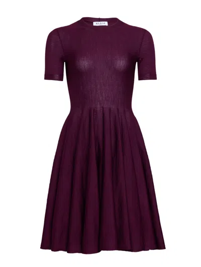 Alaïa Women Purple Skater Dress, S Luxury Dresses For Women Darveys In Purple