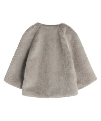 Echo New York Collarless Fur Jacket With Raglan Sleeves In Gray
