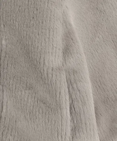 Echo New York Collarless Fur Jacket With Raglan Sleeves In Gray