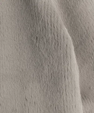 Echo New York Collarless Fur Jacket With Raglan Sleeves In Gray