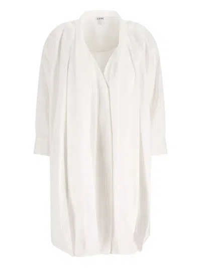 Loewe Women Cotton Draped Dress In White