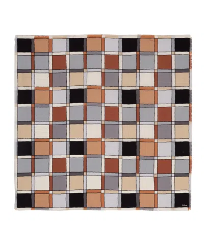 Echo New York Windowpane 35" Silk Square Scarf In Multi