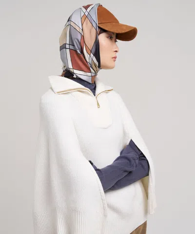 Echo New York Windowpane 35" Silk Square Scarf In Multi