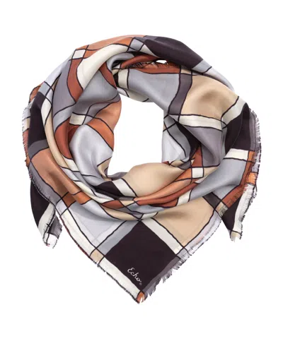 Echo New York Windowpane 35" Silk Square Scarf In Multi
