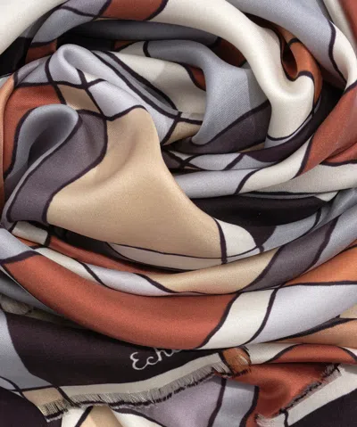 Echo New York Windowpane 35" Silk Square Scarf In Multi