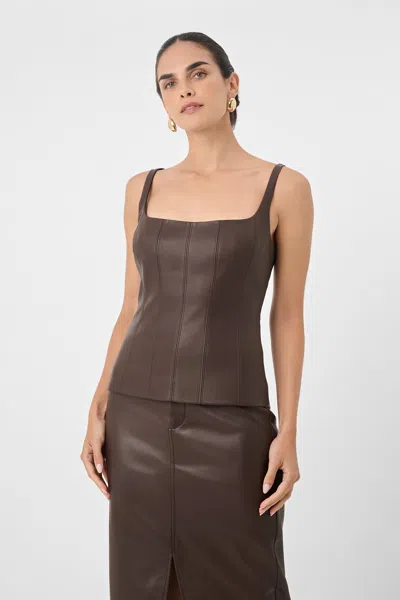 Toccin Bibi Vegan Leather Sculpted Tank In Brown