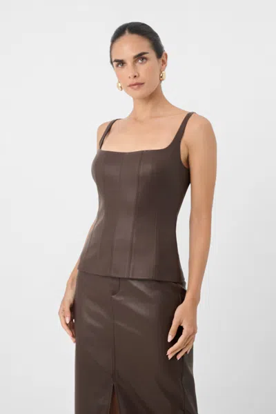 Toccin Bibi Vegan Leather Sculpted Tank In Brown