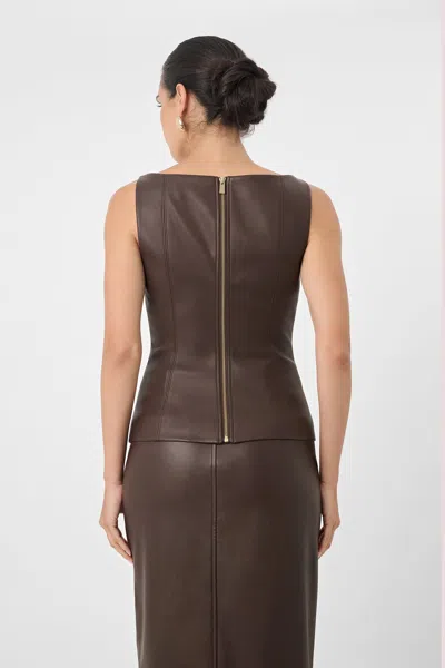 Toccin Bibi Vegan Leather Sculpted Tank In Brown