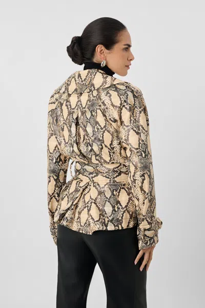 Toccin Brando Python Biker Jacket In Neutral