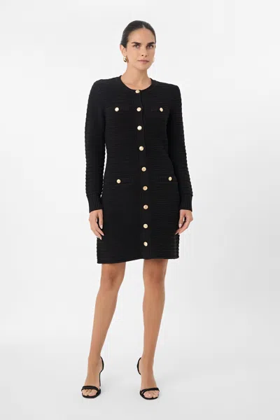Toccin Darla Textured Knit Mini Dress In Black