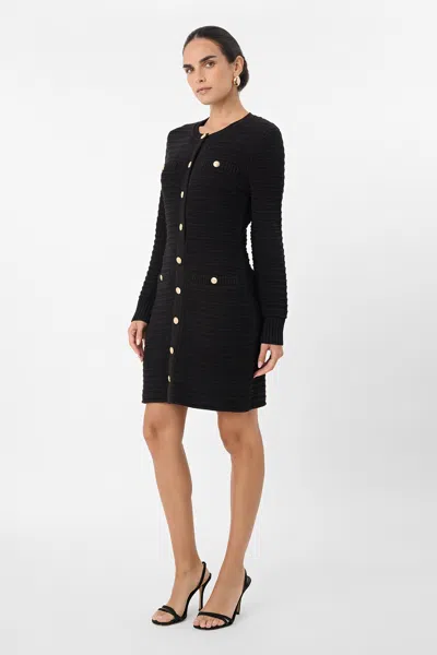 Toccin Darla Textured Knit Mini Dress In Black