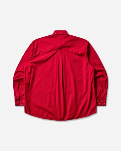 Our Legacy Above Grommet Detail Cotton Poplin Button-up Shirt In Red