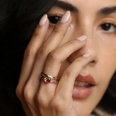 Astrid &amp; Miyu Lab Ruby &amp; Morganite Marquise Ring