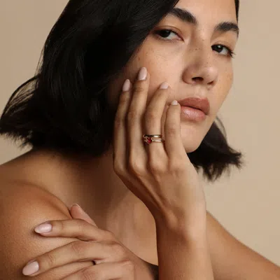 Astrid &amp; Miyu Lab Ruby &amp; Morganite Marquise Ring