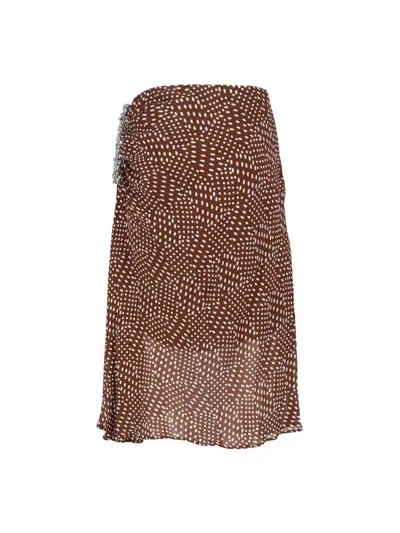 Dries Van Noten Midi Skirt With Irregular Polka Dot Print In Brown