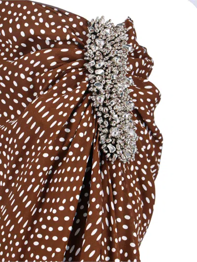 Dries Van Noten Midi Skirt With Irregular Polka Dot Print In Brown