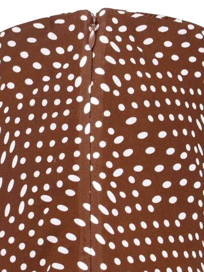 Dries Van Noten Midi Skirt With Irregular Polka Dot Print In Brown