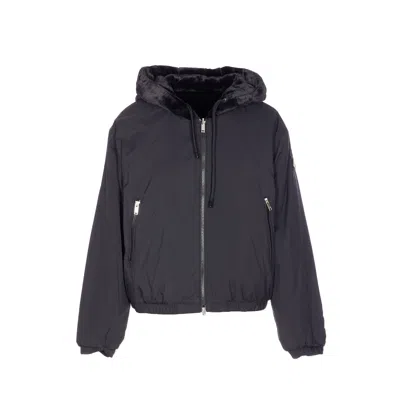 Moose Knuckles Down Jacket With Hooded Elasticated Cuffs In Blue