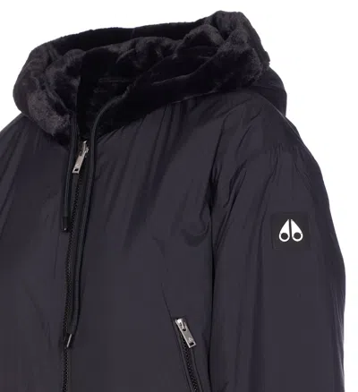 Moose Knuckles Down Jacket With Hooded Elasticated Cuffs In Blue