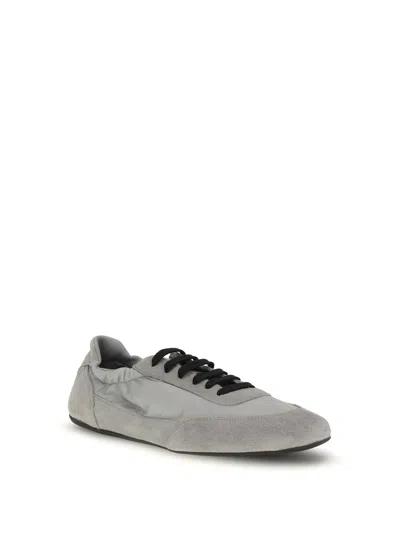 Prada Grey Re-nylon And Suede Collapse Sneakers In Gray