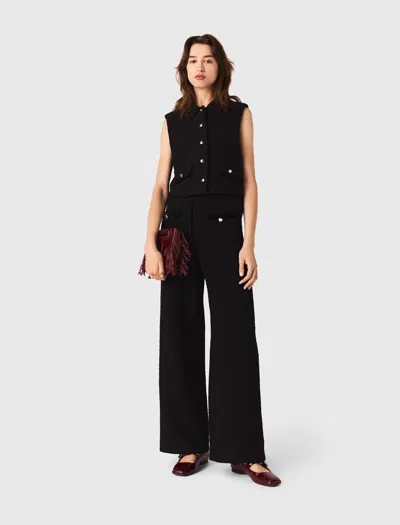 Maje Velvet Stripe Wide Leg Pants In Multi