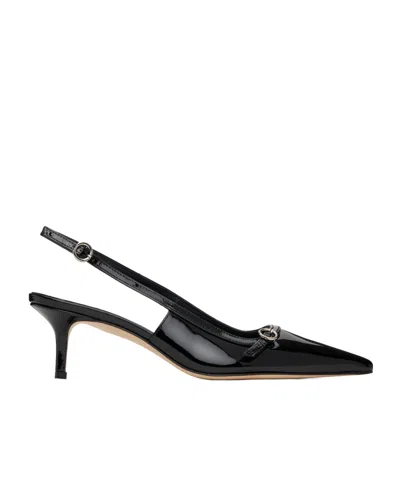 Aeyde Saba Buckled Patent-leather Slingback Pumps In Black