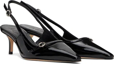 Aeyde Saba Buckled Patent-leather Slingback Pumps In Black