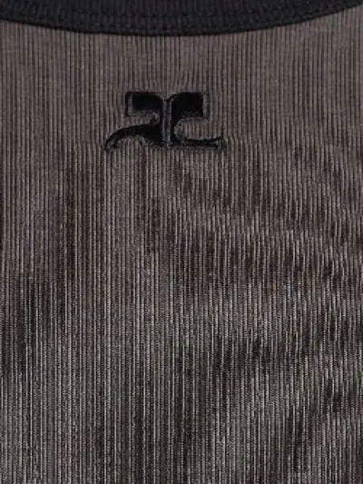 Courrèges Courregès Heritage Contrast T-shirt In Gray