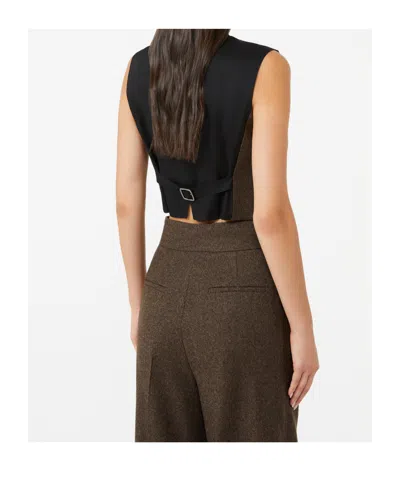 Max Mara Sleeveless Wool Felt Vest In Brown