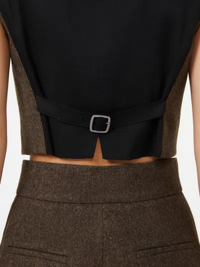 Max Mara Sleeveless Wool Felt Vest In Brown