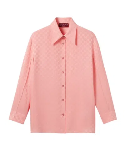 Gucci Long Sleeve Shirt Regular Collar In Pink