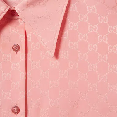 Gucci Long Sleeve Shirt Regular Collar In Pink
