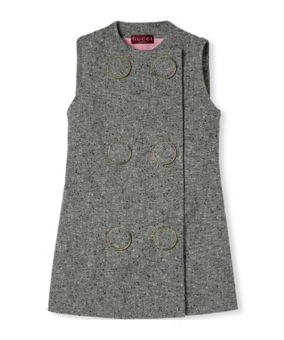 Gucci Melange Grey Wool Blend Mini Dress In Gray