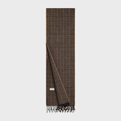 Celine Scarf In Checked Cashmere In Brown