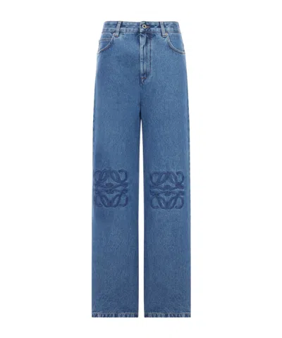 Loewe Anagram Baggy Jeans In Blue